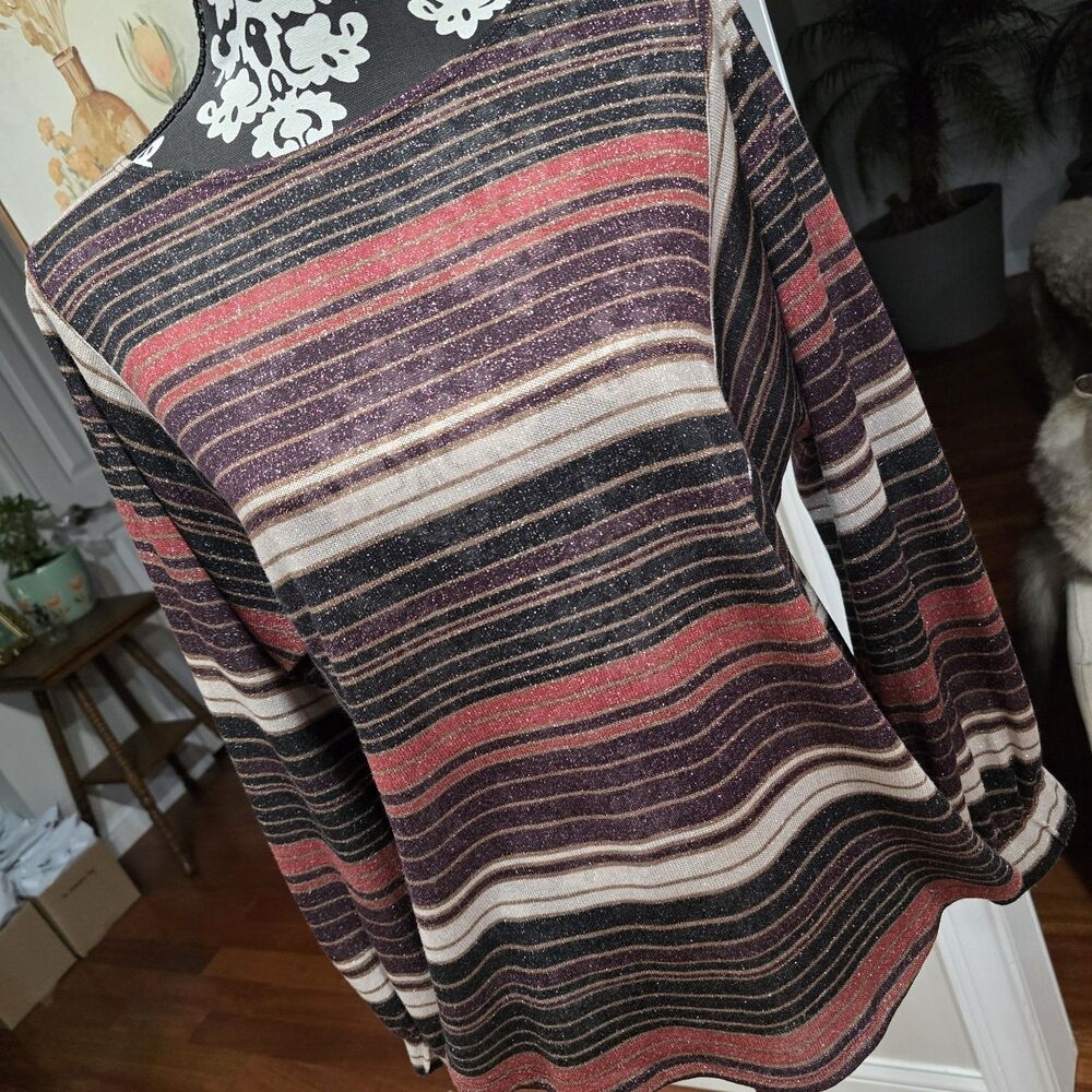Chenault Status Knit Blouse Metallic Muticolor Balloon Sleeve Wide Cuff Medium